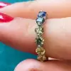 Round Cut Multicolor Sapphire Rainbow Eternity Ring