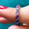Round Cut Multicolor Sapphire Rainbow Eternity Ring