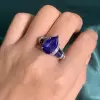 5.4ct Pear Cut Blue Sapphire Engagement Ring