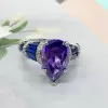 5.4ct Pear Cut Blue Sapphire Engagement Ring