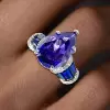 5.4ct Pear Cut Blue Sapphire Engagement Ring