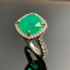 9.5ct Halo Cushion Cut Emerald Engagement Ring