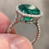 9.5ct Halo Cushion Cut Emerald Engagement Ring