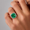 9.5ct Halo Cushion Cut Emerald Engagement Ring