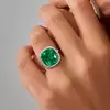 9.5ct Halo Cushion Cut Emerald Engagement Ring