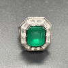 6ct Halo Emerald Cut Emerald Engagement Ring