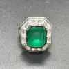 6ct Halo Emerald Cut Emerald Engagement Ring