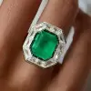 6ct Halo Emerald Cut Emerald Engagement Ring