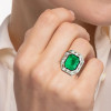 6ct Halo Emerald Cut Emerald Engagement Ring