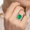 6ct Halo Emerald Cut Emerald Engagement Ring