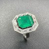 6ct Halo Emerald Cut Emerald Engagement Ring
