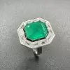 6ct Halo Emerald Cut Emerald Engagement Ring