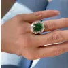 6ct Halo Emerald Cut Emerald Engagement Ring