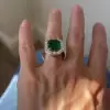 6ct Halo Emerald Cut Emerald Engagement Ring