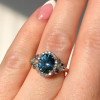 5ct Oval Cut Blue Sapphire Cluster Halo Ring