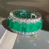 14ctw White Sapphire and Emerald Eternity Ring