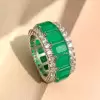 14ctw White Sapphire and Emerald Eternity Ring