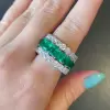 14ctw White Sapphire and Emerald Eternity Ring