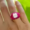 5ct Cushion Cut White Sapphire Ruby Engagement Ring