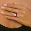 5ct Cushion Cut White Sapphire Ruby Engagement Ring