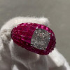 5ct Cushion Cut White Sapphire Ruby Engagement Ring