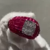 5ct Cushion Cut White Sapphire Ruby Engagement Ring