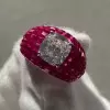 5ct Cushion Cut White Sapphire Ruby Engagement Ring