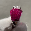5ct Cushion Cut White Sapphire Ruby Engagement Ring