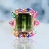 8.4ct Emerald Cut Bicolor Tourmaline Cocktail Ring