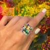 8.4ct Emerald Cut Bicolor Tourmaline Cocktail Ring