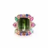 8.4ct Emerald Cut Bicolor Tourmaline Cocktail Ring