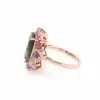 8.4ct Emerald Cut Bicolor Tourmaline Cocktail Ring
