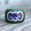 11ctw Tanzanite Blue and Green Sapphire Cocktail Ring