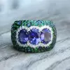 11ctw Tanzanite Blue and Green Sapphire Cocktail Ring