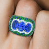 11ctw Tanzanite Blue and Green Sapphire Cocktail Ring