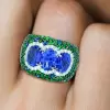 11ctw Tanzanite Blue and Green Sapphire Cocktail Ring