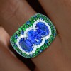 11ctw Tanzanite Blue and Green Sapphire Cocktail Ring