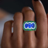 11ctw Tanzanite Blue and Green Sapphire Cocktail Ring