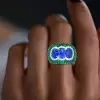 11ctw Tanzanite Blue and Green Sapphire Cocktail Ring