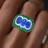 11ctw Tanzanite Blue and Green Sapphire Cocktail Ring