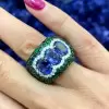 11ctw Tanzanite Blue and Green Sapphire Cocktail Ring