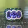 11ctw Tanzanite Blue and Green Sapphire Cocktail Ring