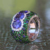 11ctw Tanzanite Blue and Green Sapphire Cocktail Ring