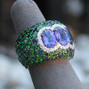 11ctw Tanzanite Blue and Green Sapphire Cocktail Ring