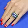 11ctw Tanzanite Blue and Green Sapphire Cocktail Ring