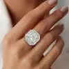 3ct Halo Cushion Cut White Sapphire Engagement Ring