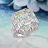 3ct Halo Cushion Cut White Sapphire Engagement Ring