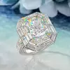 3ct Halo Cushion Cut White Sapphire Engagement Ring