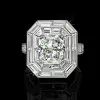 3ct Halo Cushion Cut White Sapphire Engagement Ring