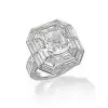 3ct Halo Cushion Cut White Sapphire Engagement Ring